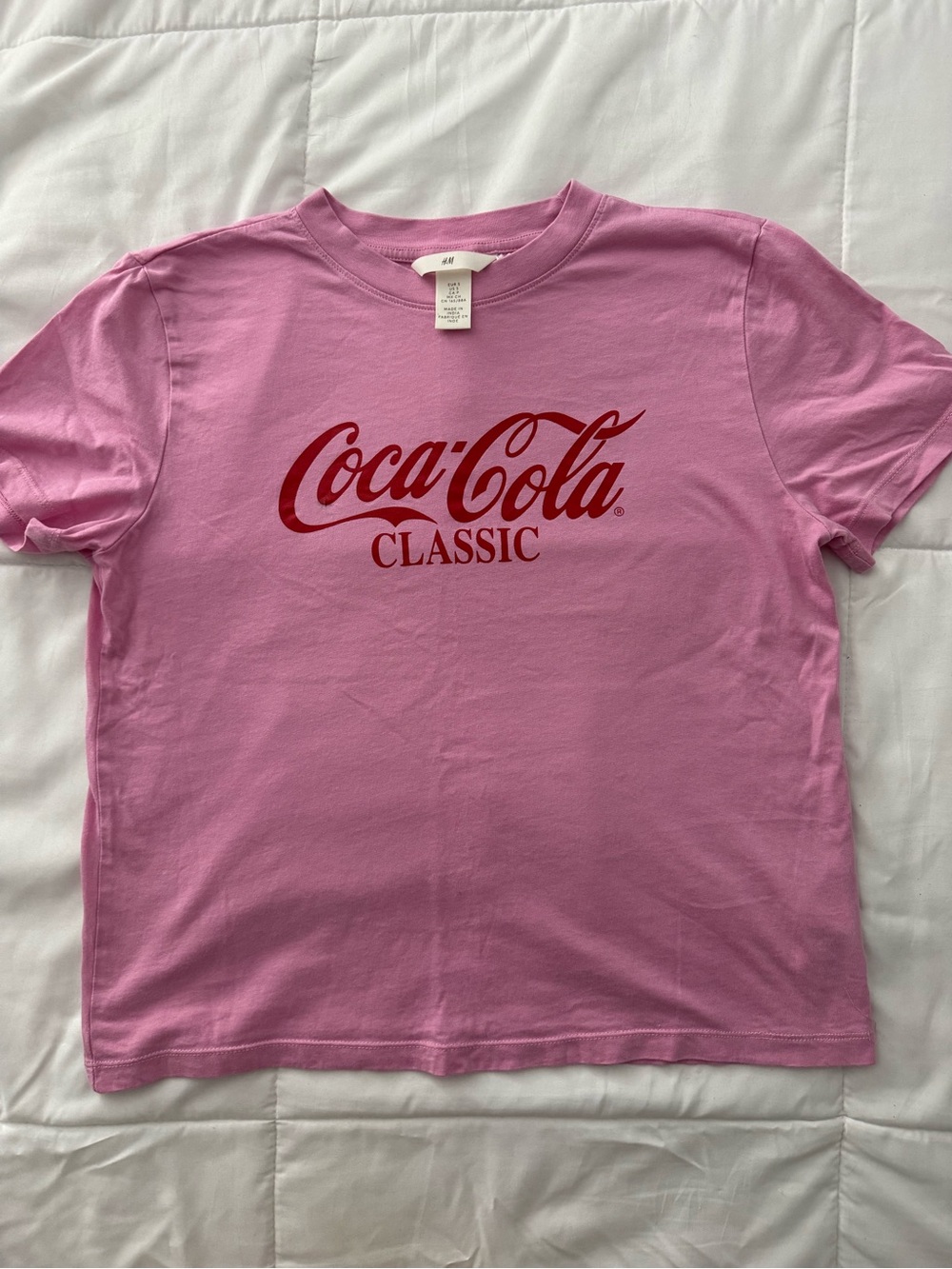 H&M Pink Tee with Red Coca-Cola Classic Logo